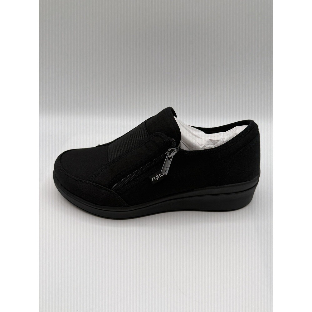 Ryka Lounge Zip Casual Athletic Shoes,Women's 7 WIDE, EU: 37 WIDE, Black Fabric